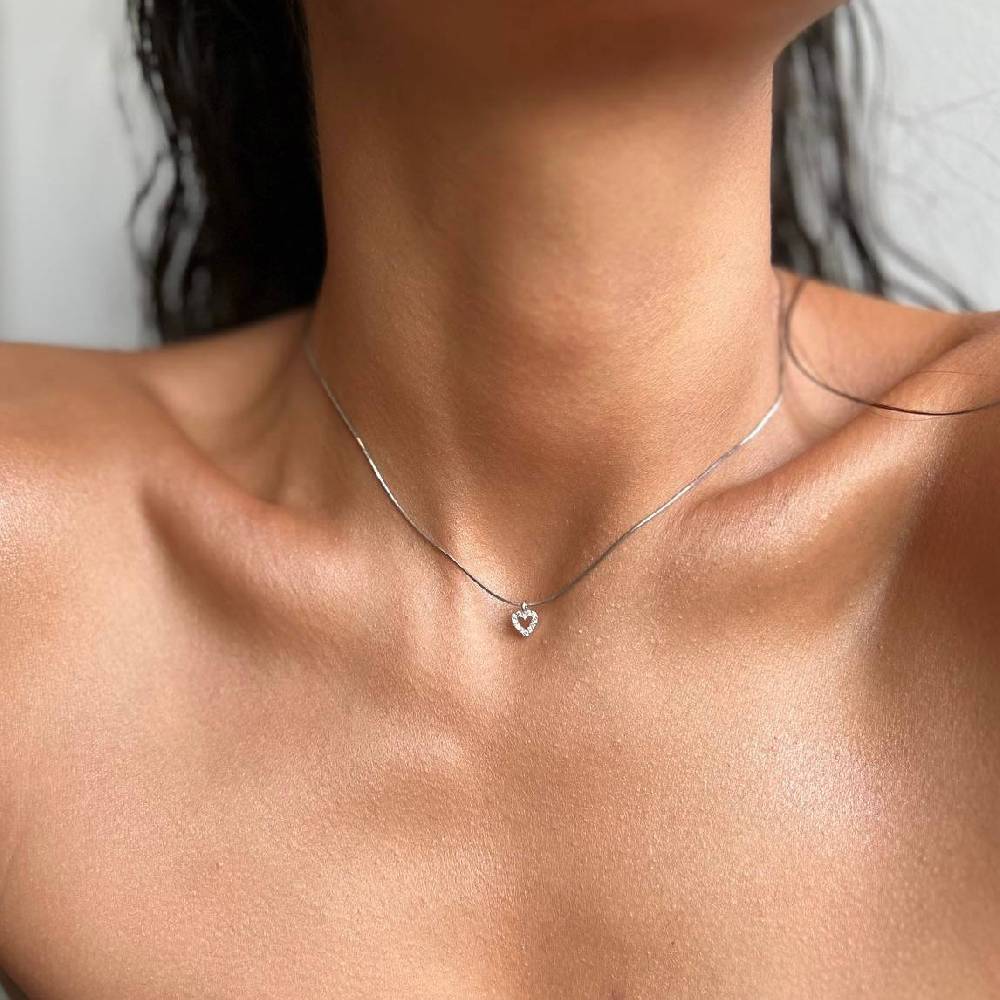 Kardelen MINI ZIRKONIA HERZ HALSKETTE - 925 SILBER Auslauf