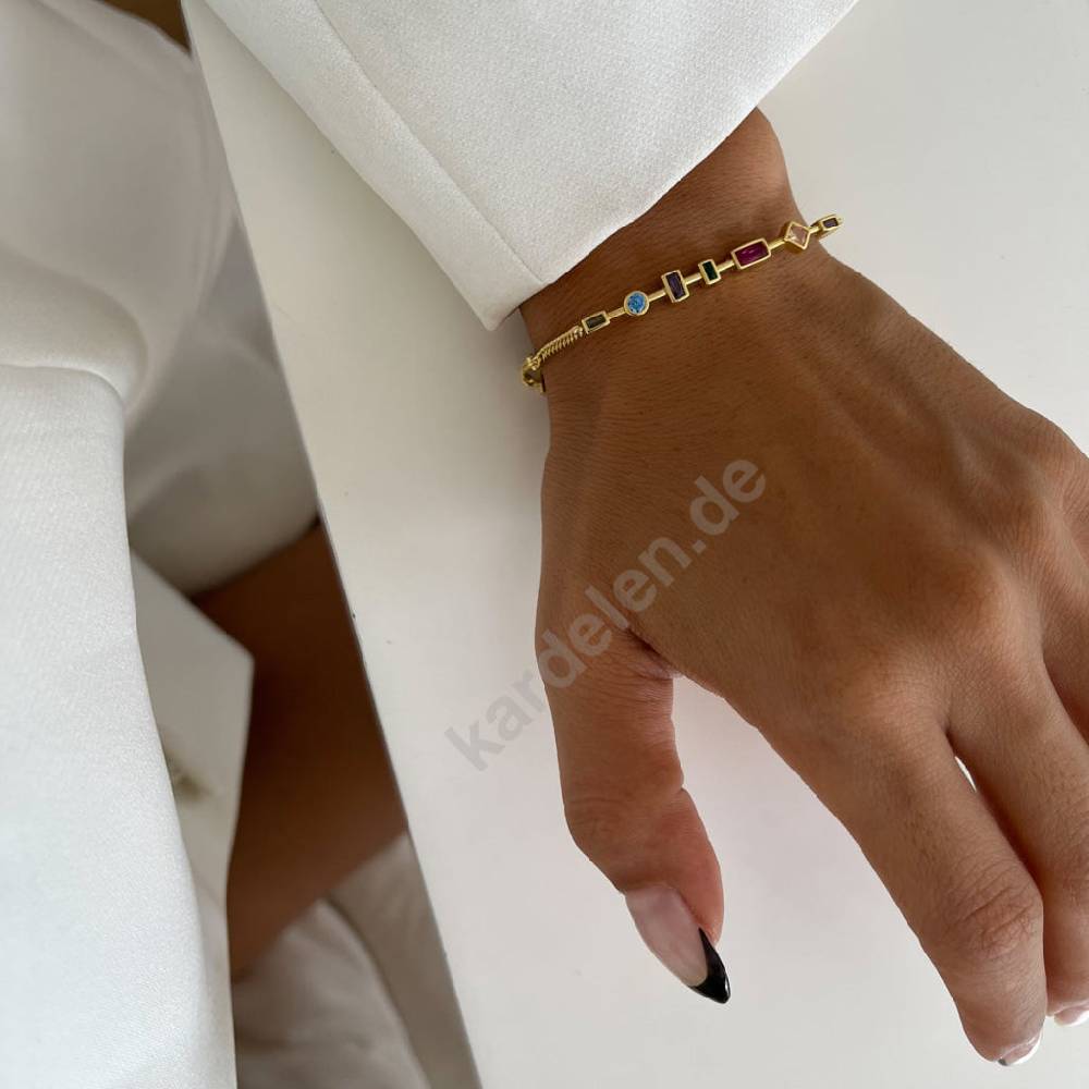 Kardelen Colorfull Stein Armkette - 925 SILBER Großer Ausverkauf