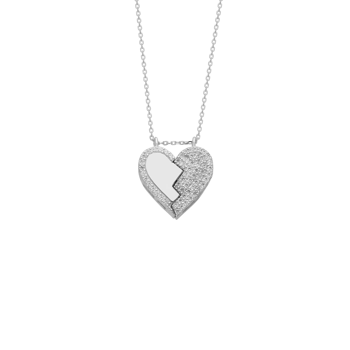 Kardelen Magnet Herz Halskette mit Zirkonia - 925 SILBER Blitzangebot