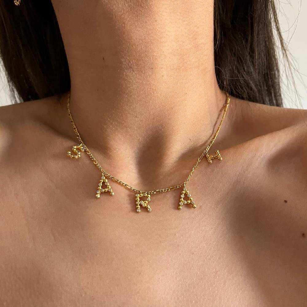 Kardelen Chocker Ball Zirkonia Namenskette - 925 SILBER VIP-Rabatte