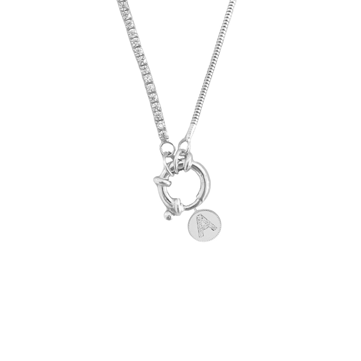Kardelen Chain Design Italia Iced Round Zirkonia Buchstabenkette - 925 SILBER Letzter Tag