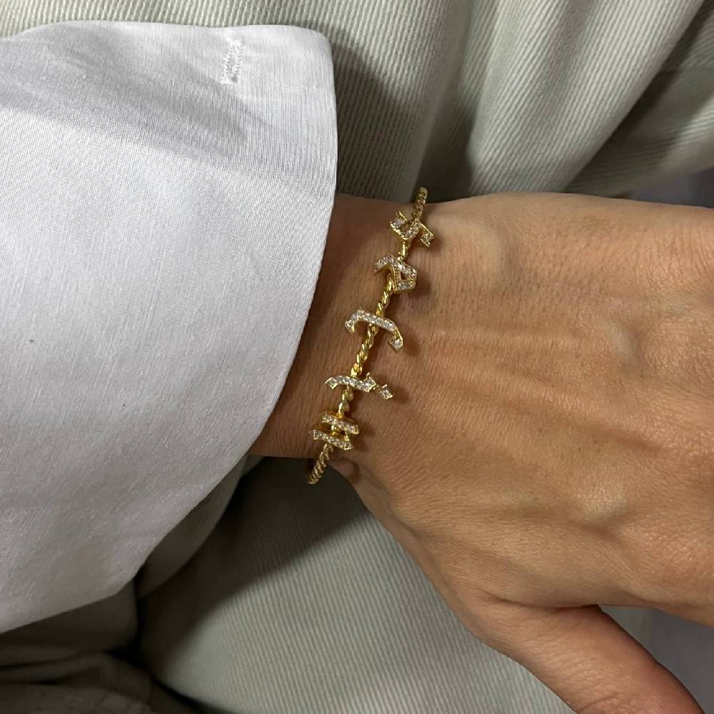 Kardelen Burma Armband mit Zirkonia Buchstaben Gothic - 925 SILBER Zeitbegrenzte Promotion