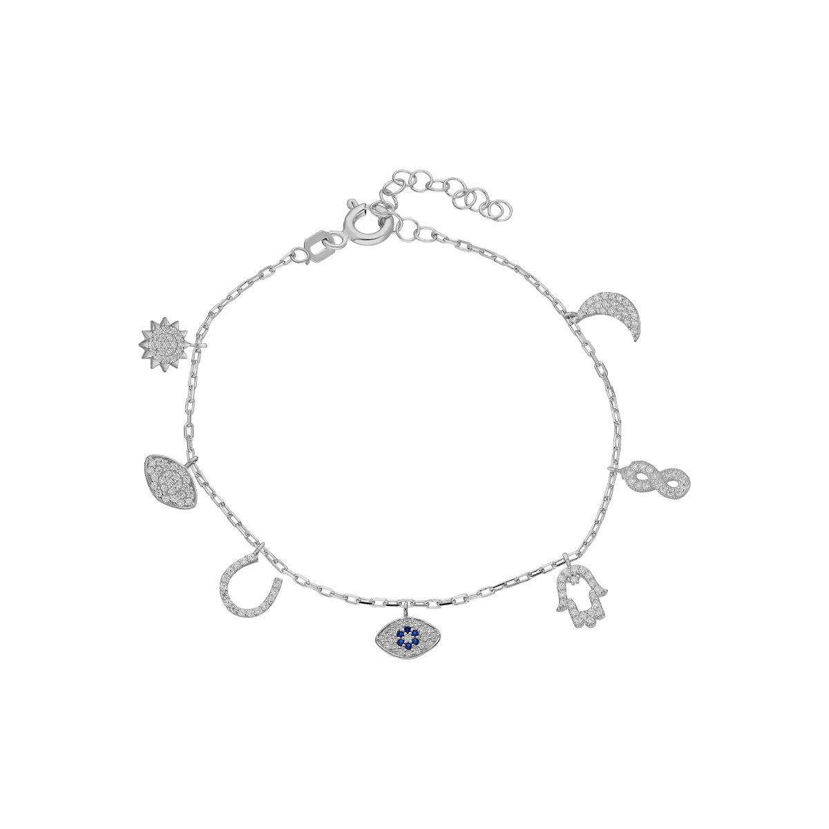 Kardelen Nazar Armband mit Sieben Charm - 925 SILBER Bis zu 50% Rabatt