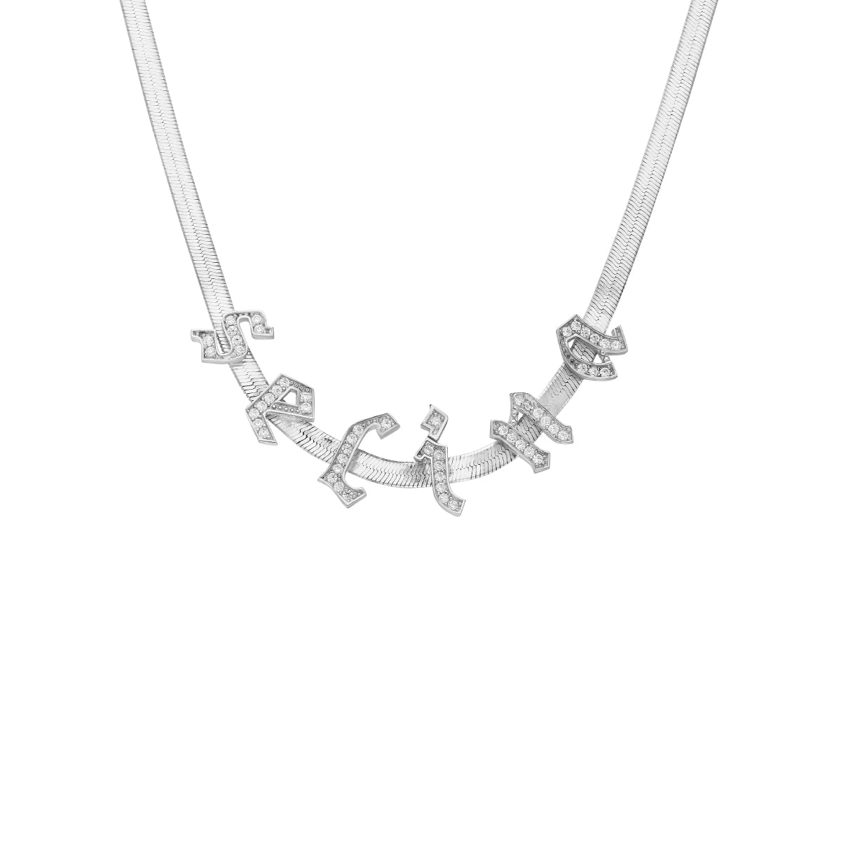 Kardelen Gothic Zirkonia Buchstaben Snakekette - 925 SILBER Bis zu 65% Rabatt