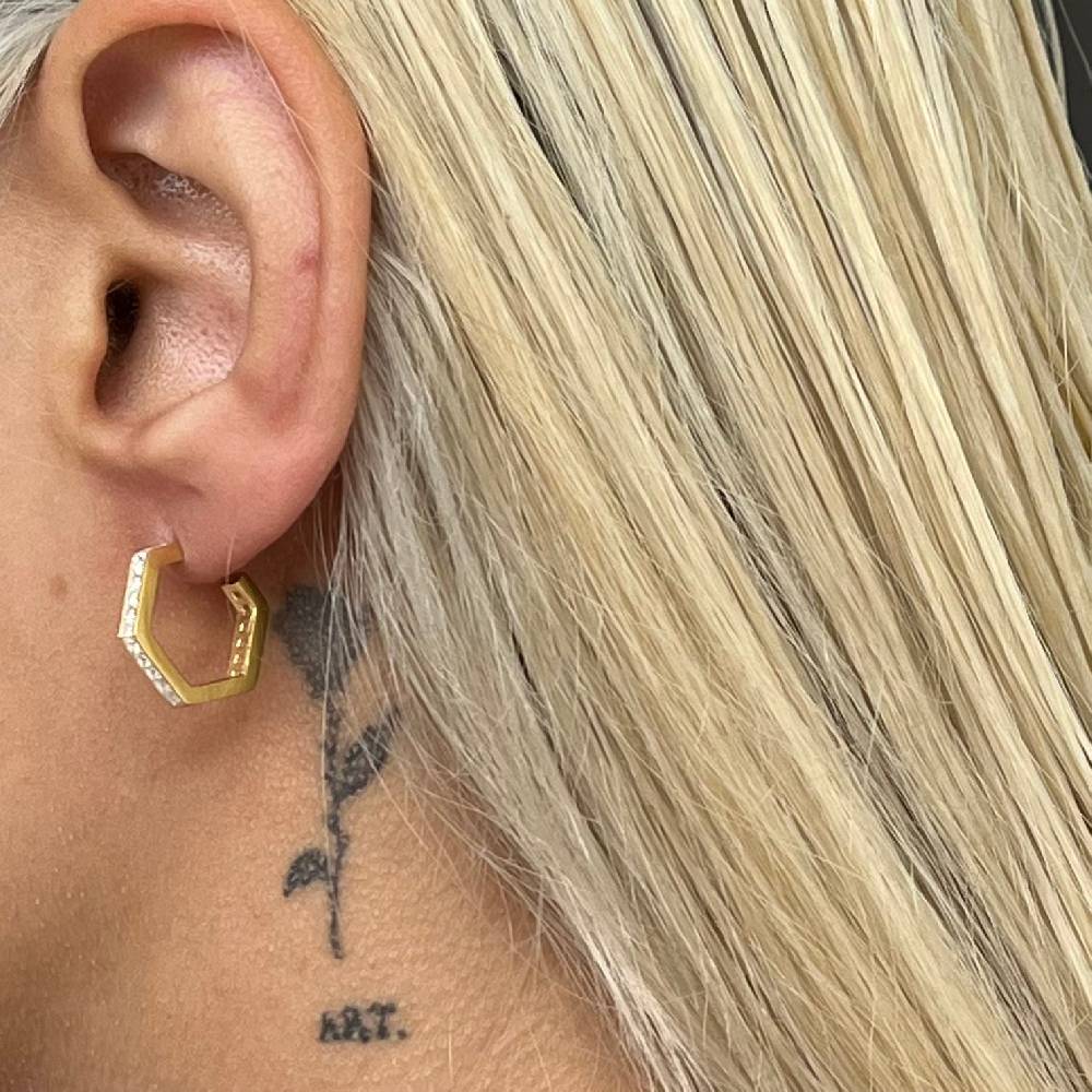 Kardelen Fünfeckige Ohrring mit Zirkonia - 925 SILBER Black Friday Preise