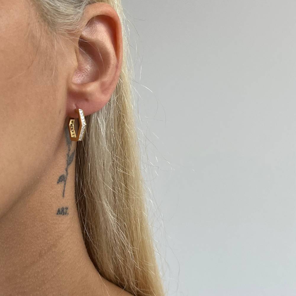 Kardelen Fünfeckige Ohrring mit Zirkonia - 925 SILBER Black Friday Preise