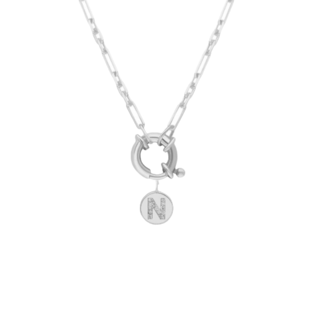 Kardelen Chain Plättchen Zirkonia Buchstaben Halskette - 925 SILBER Versandkostenfrei