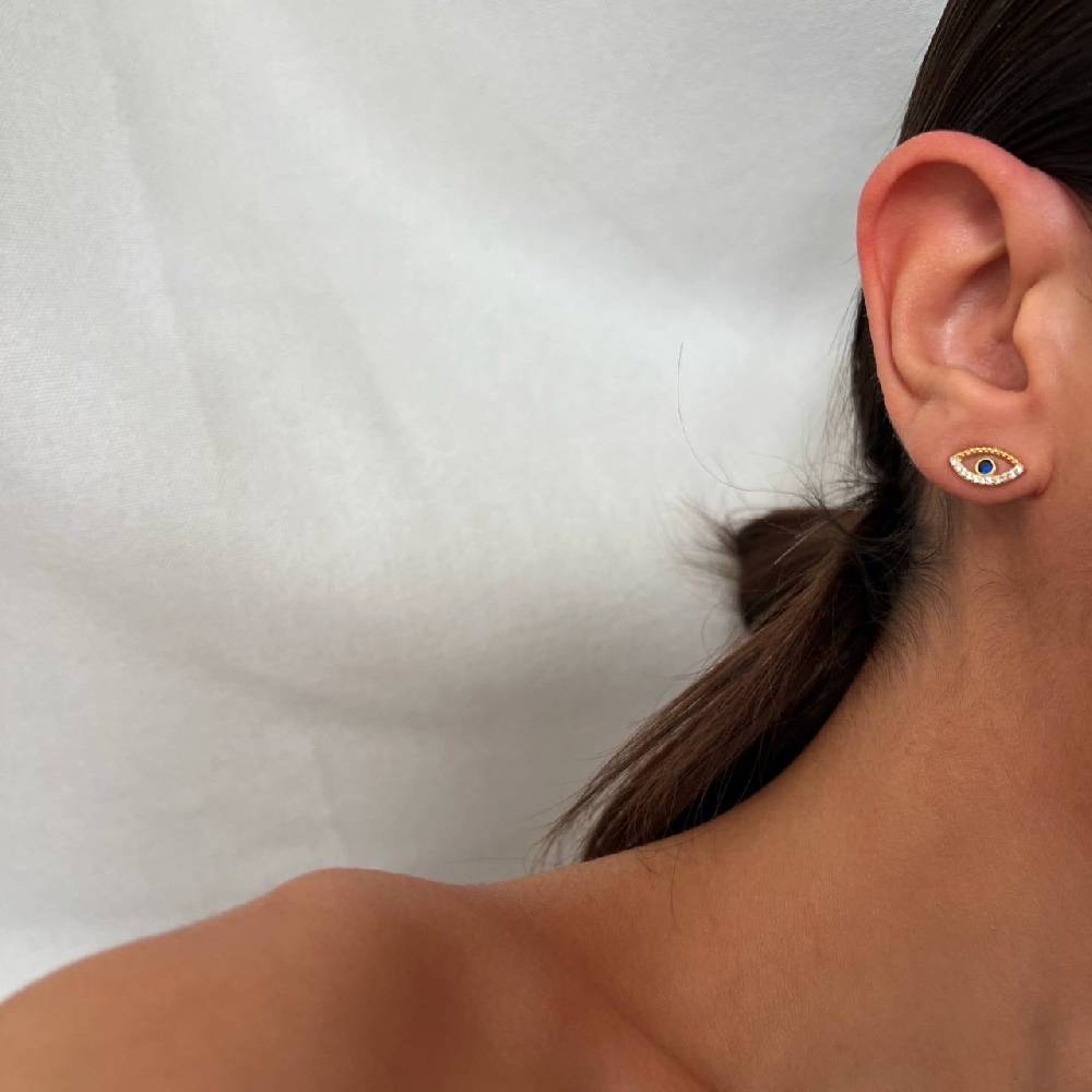Kardelen Blue Eye stecker Ohrring - 925 SILBER Vatertagsangebot