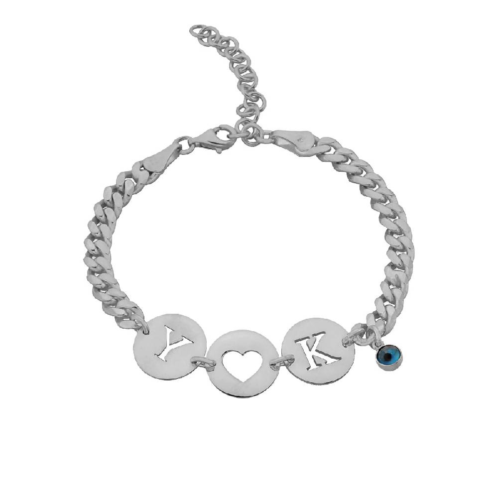 Kardelen Gourmet Armband mit Initialen und Nazar - 925 SILBER Top Angebot
