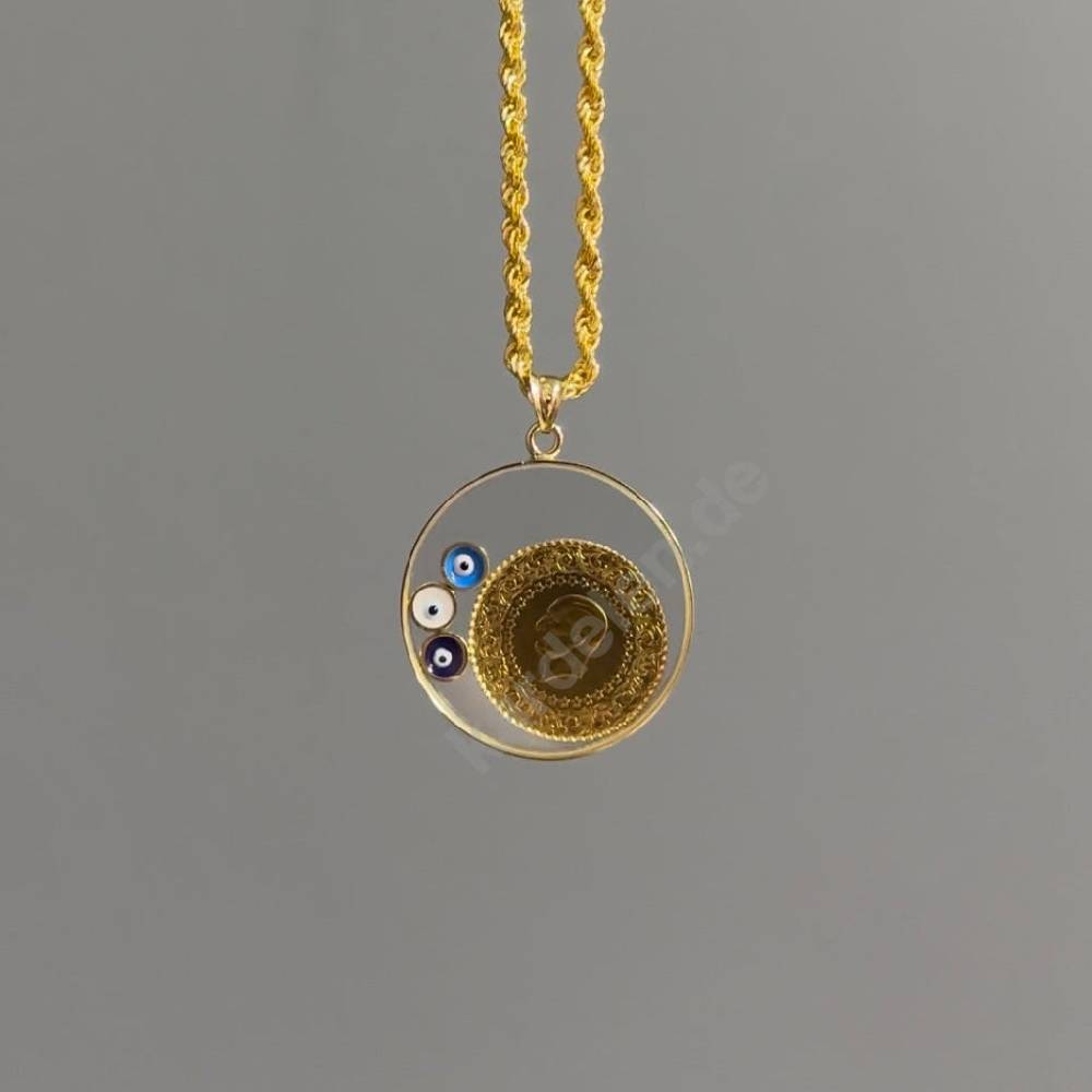 Kardelen 14K GOLD LUXUS CEYREK & NAZAR CHARM Bis zu 50% Rabatt