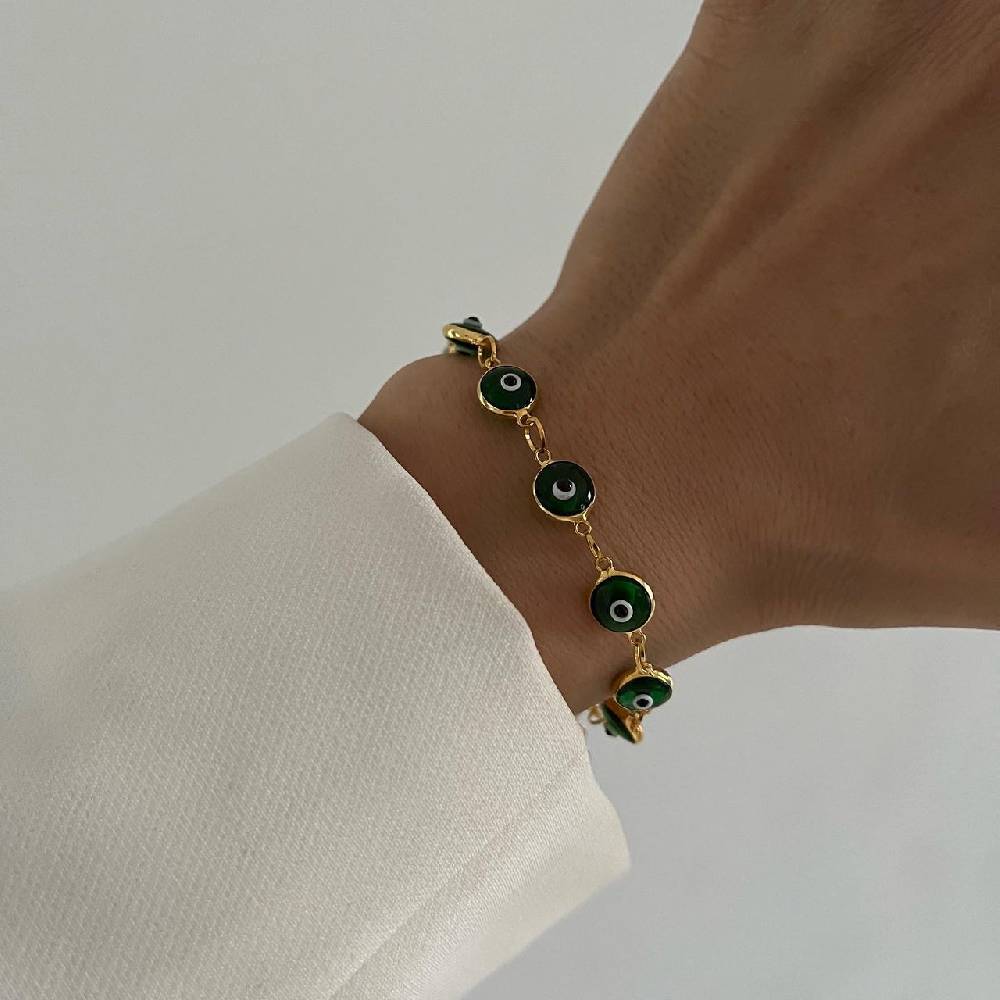 Kardelen Grande Green Nazar Armkette - 925 SILBER Super Rabatt