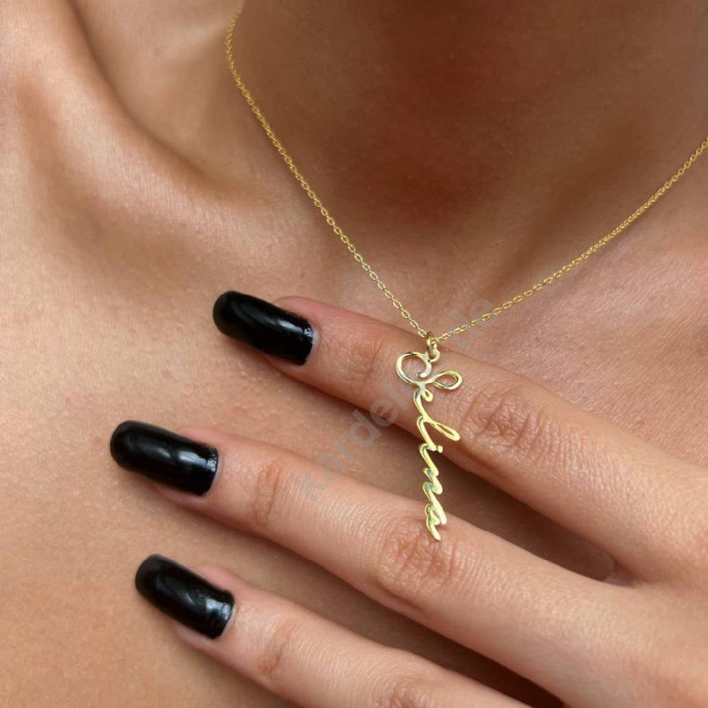 Kardelen 14K GOLD SIGNATUR NAMENSKETTE 50% Rabatt mit kostenlosem Versand