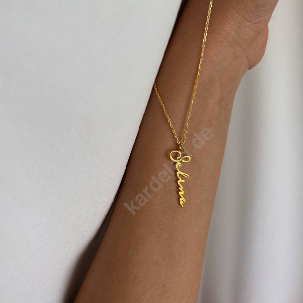 Kardelen 14K GOLD SIGNATUR NAMENSKETTE 50% Rabatt mit kostenlosem Versand