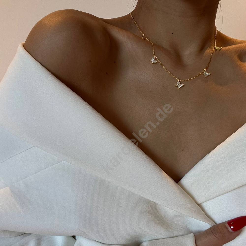 Kardelen 14K GOLD SCHMETTERLING- HALSKETTE 50% Rabatt für begrenzte Zeit