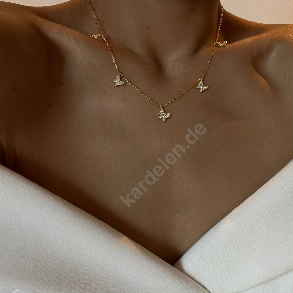 Kardelen 14K GOLD SCHMETTERLING- HALSKETTE 50% Rabatt für begrenzte Zeit