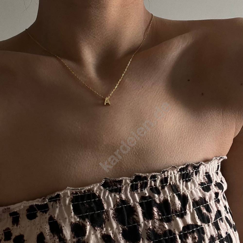 Kardelen 14K GOLD MINIMAL BUCHSTABEN HALSKETTE Rabatte dieses Monats