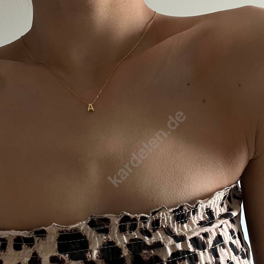 Kardelen 14K GOLD MINIMAL BUCHSTABEN HALSKETTE Rabatte dieses Monats