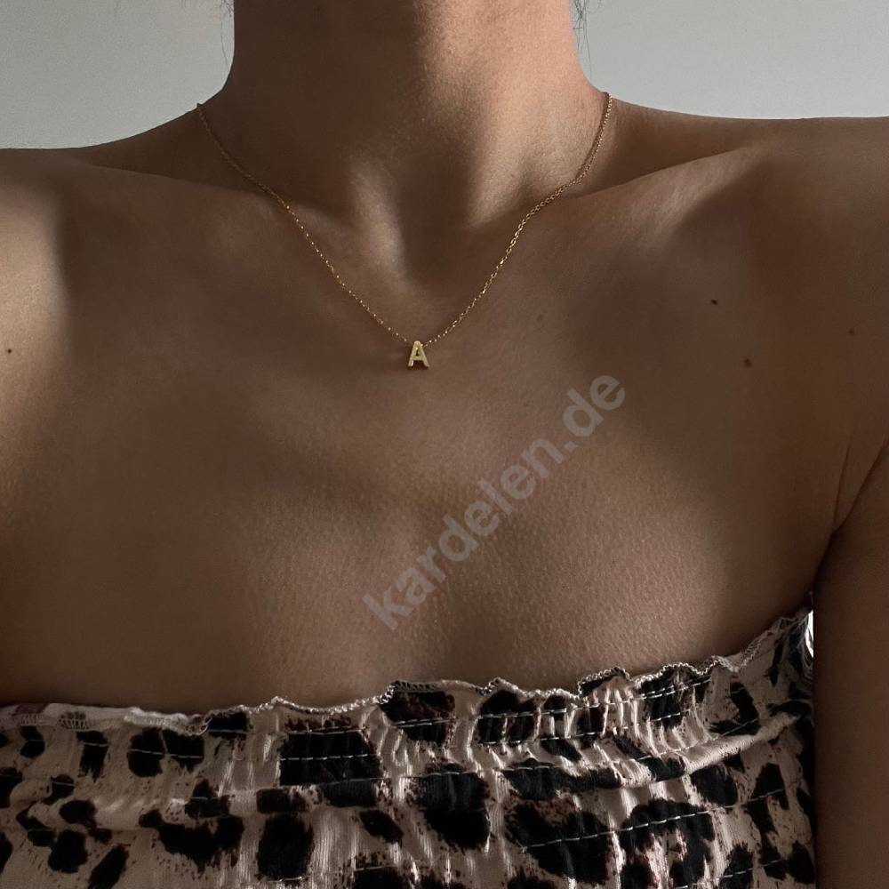Kardelen 14K GOLD MINIMAL BUCHSTABEN HALSKETTE Rabatte dieses Monats