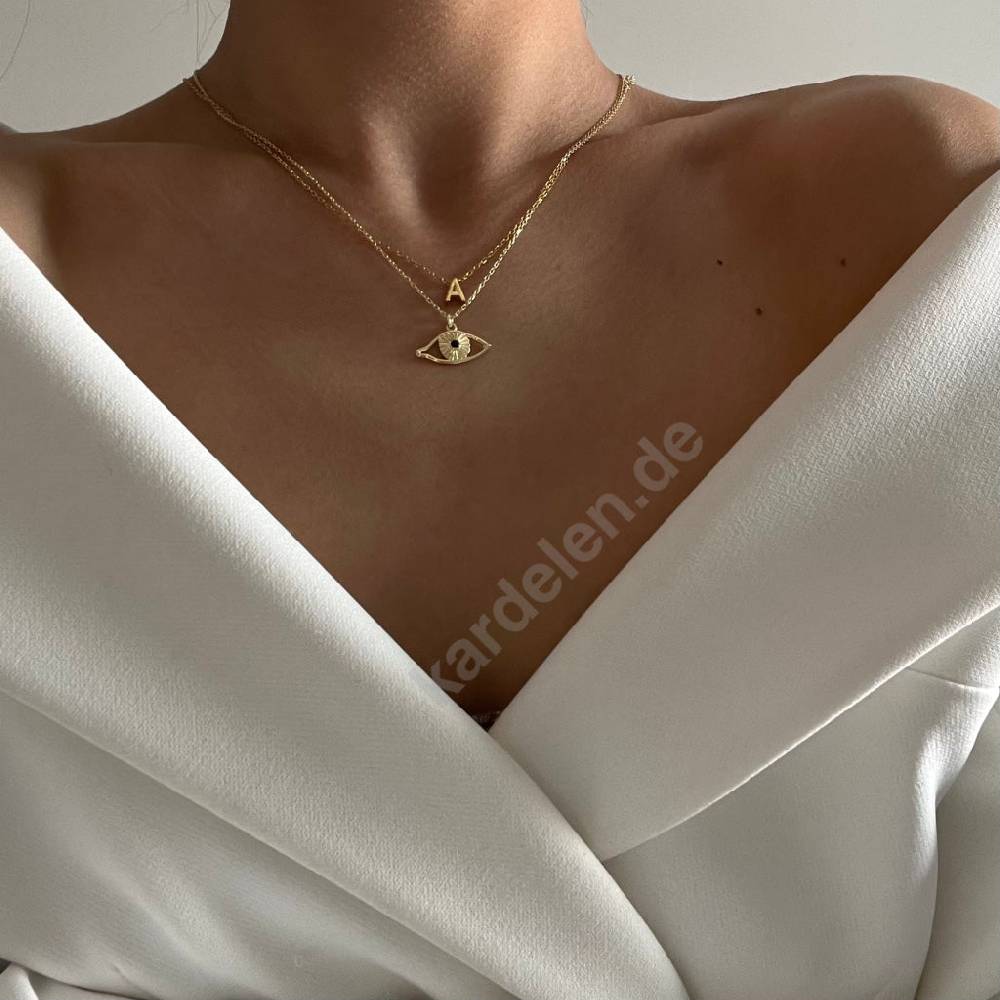Kardelen 14K GOLD MINIMAL BUCHSTABEN HALSKETTE Rabatte dieses Monats