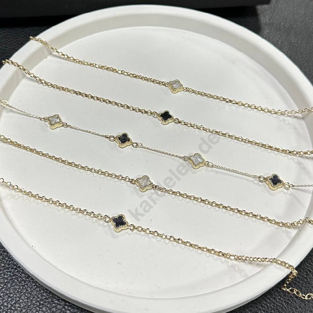 Kardelen 14K GOLD KLEE ARMKETTE III im Angebot