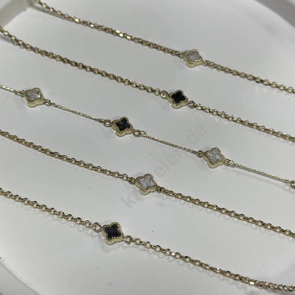 Kardelen 14K GOLD KLEE ARMKETTE III im Angebot