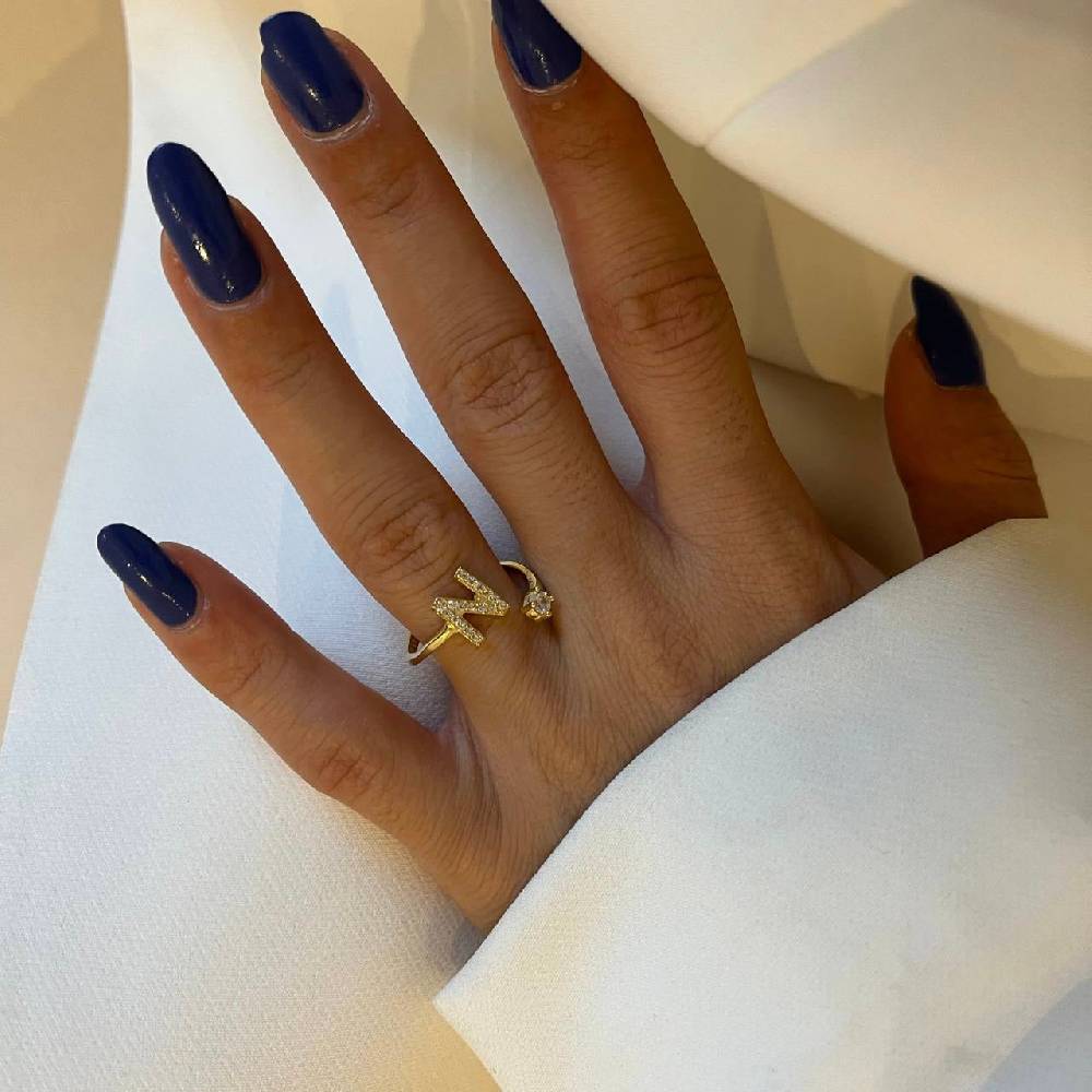 Kardelen Letter Diamond Ring - 925 SILBER Kostenloser Versand
