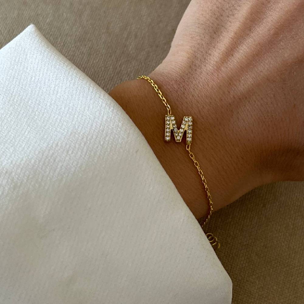 Kardelen Zirkonia Letter Armkette - 925 SILBER Fabrik Onlineshop