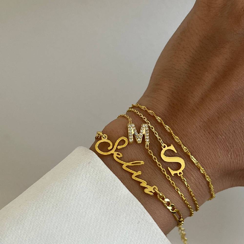 Kardelen Zirkonia Letter Armkette - 925 SILBER Fabrik Onlineshop