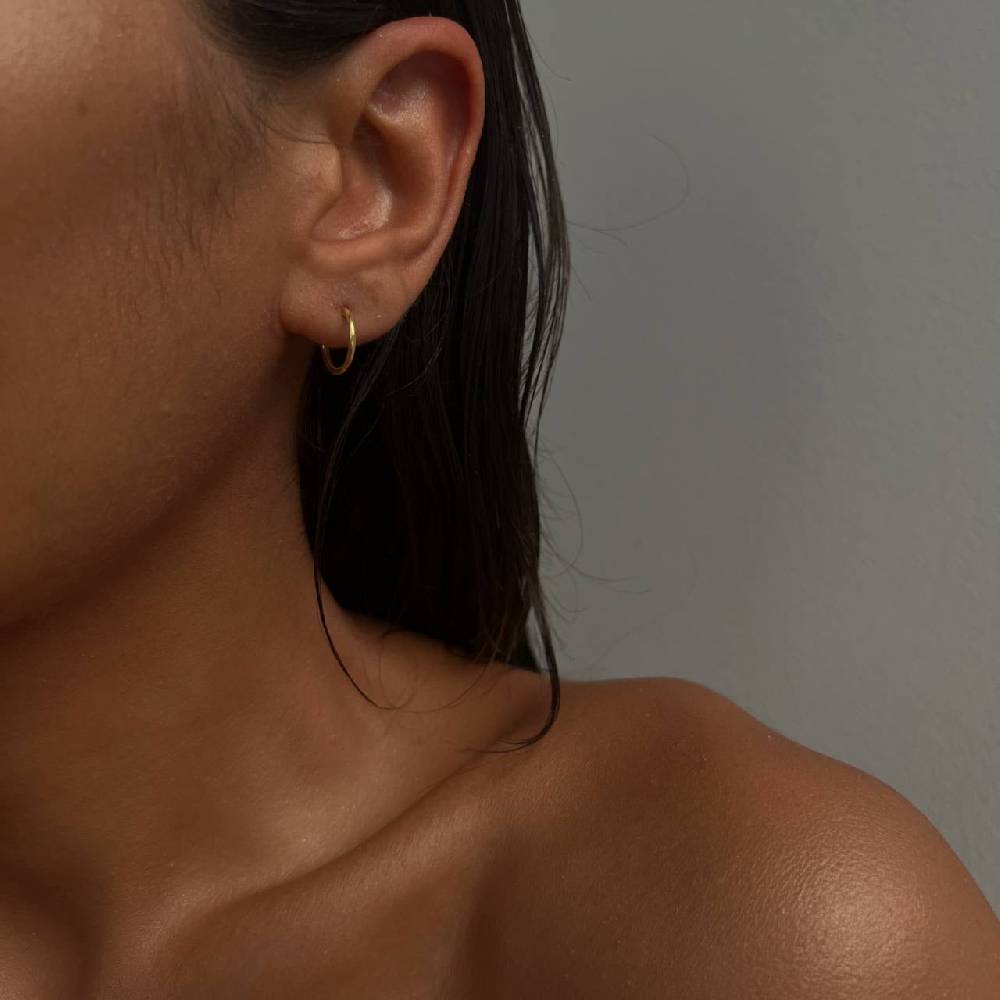 Kardelen 10mm Plain Hoop Earrings Rabatt