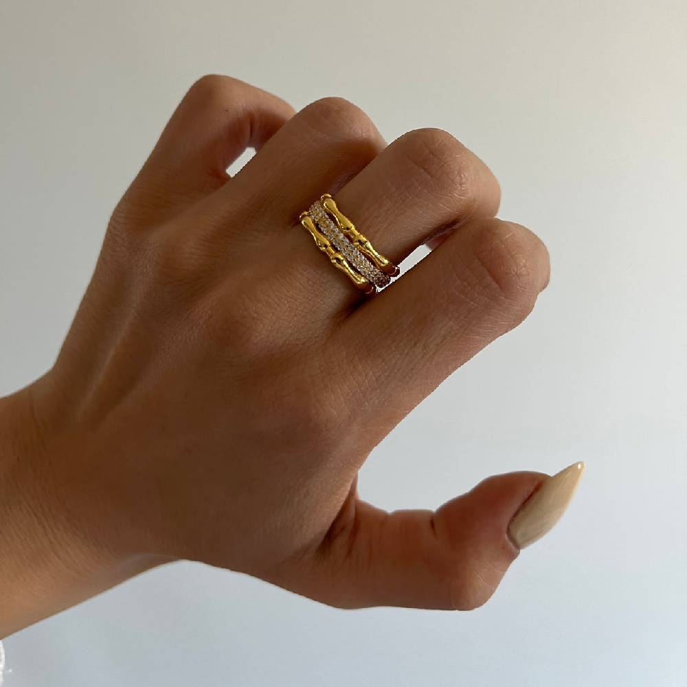 Kardelen Knochig Zirkonia Ring - 925 SILBER Weihnachtsangebot