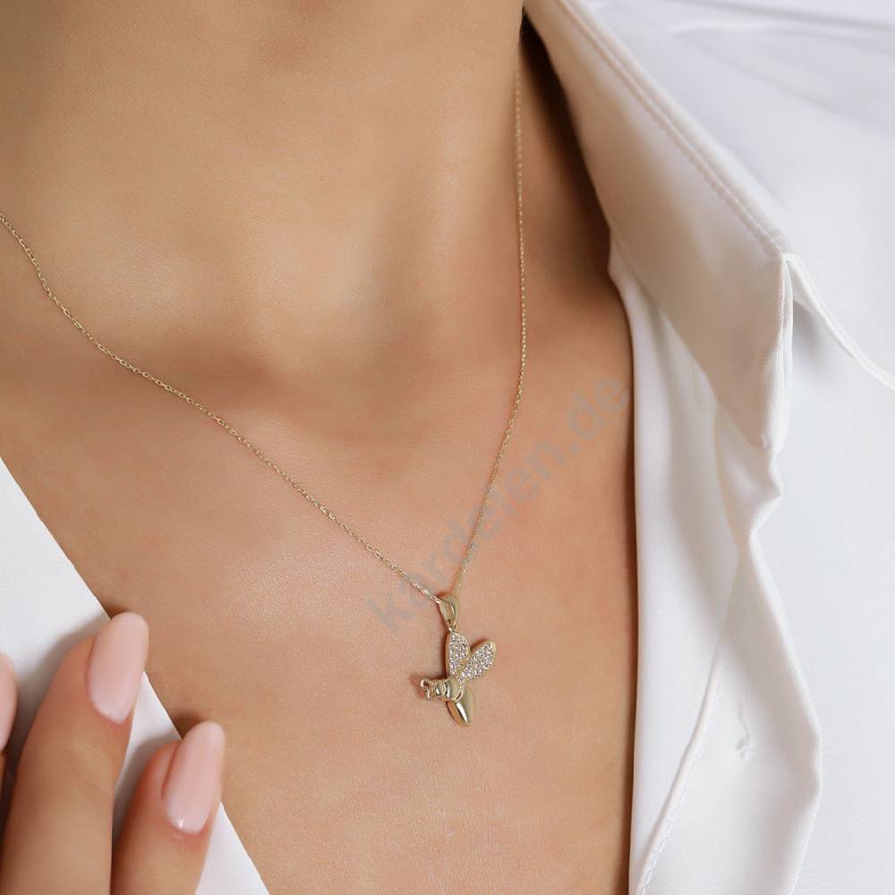 Kardelen 14K GOLD BIENE HALSKETTE Heißer Verkauf