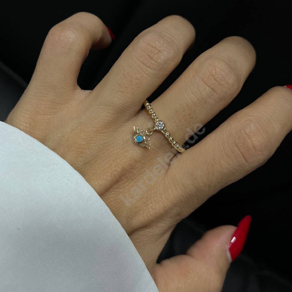 Kardelen 14K GOLD STONE RING MIT AUGE Online Outlet