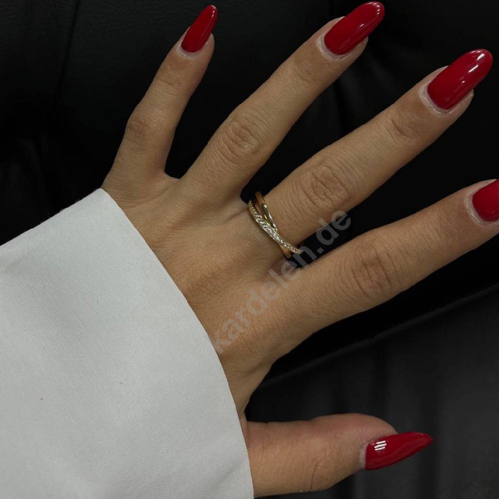 Kardelen 14K Gold Circle Zirkonia Ring Sonderangebote