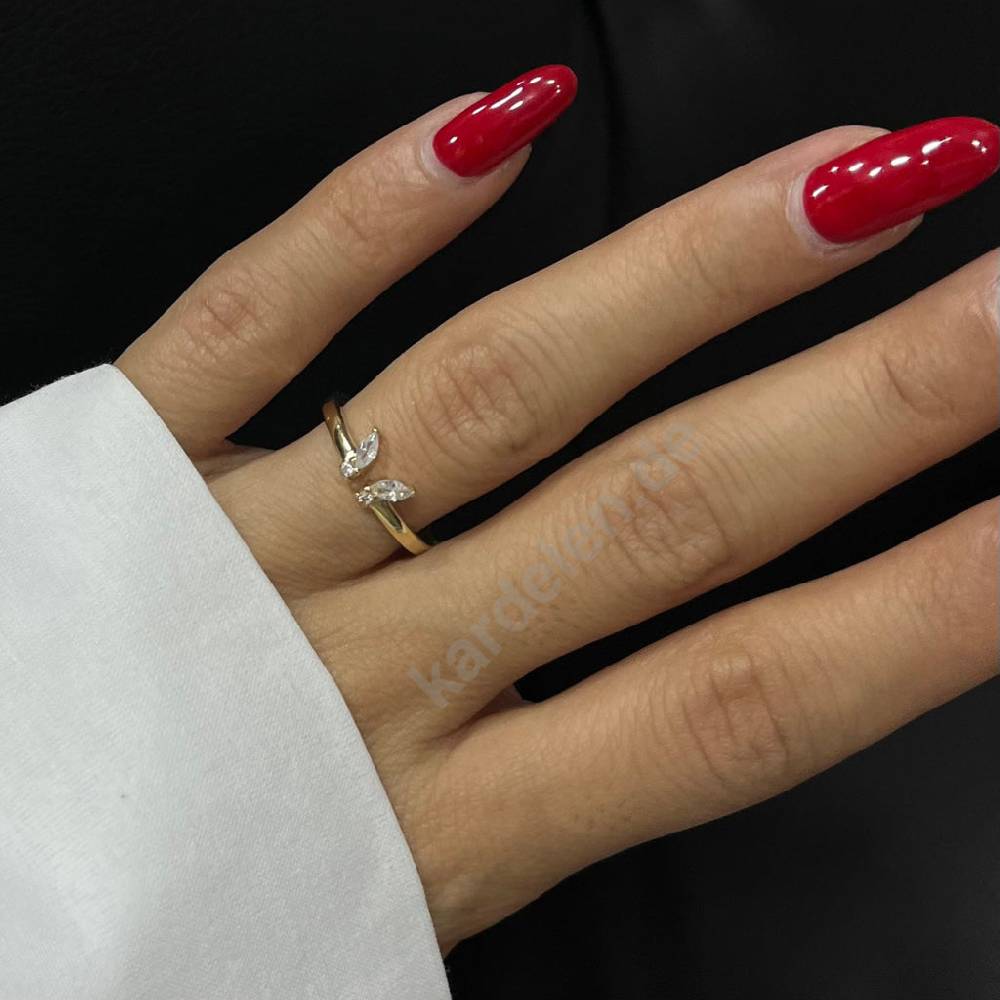 Kardelen 14K Gold Zirkonia Butterfly Ring Kostenlose Rückgabe