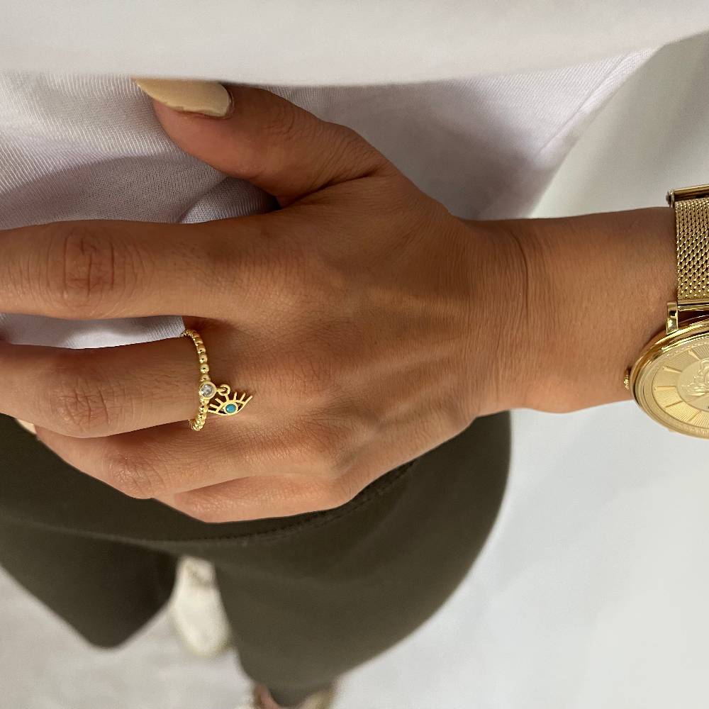 Kardelen Stone Ring mit Auge - 925 SILBER Discount Store für neue Produkte