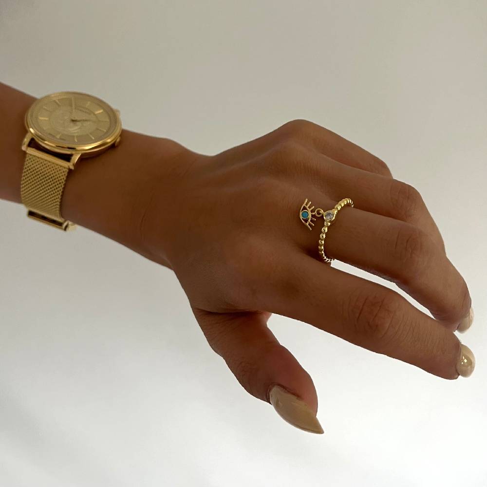 Kardelen Stone Ring mit Auge - 925 SILBER Discount Store für neue Produkte