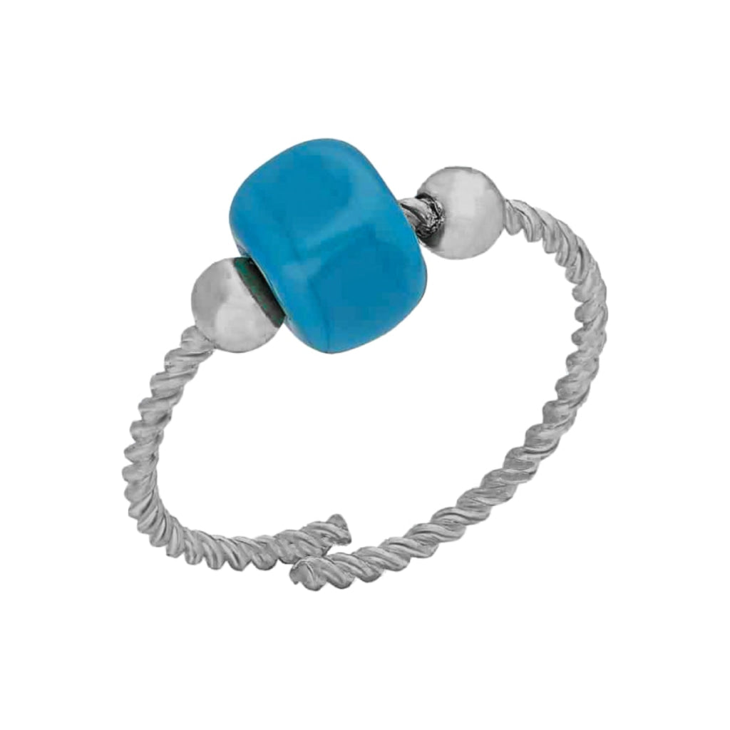 Kardelen Spirale Ring mit Blauen Naturstein - 925 SILBER 50% Rabatt mit kostenlosem Versand