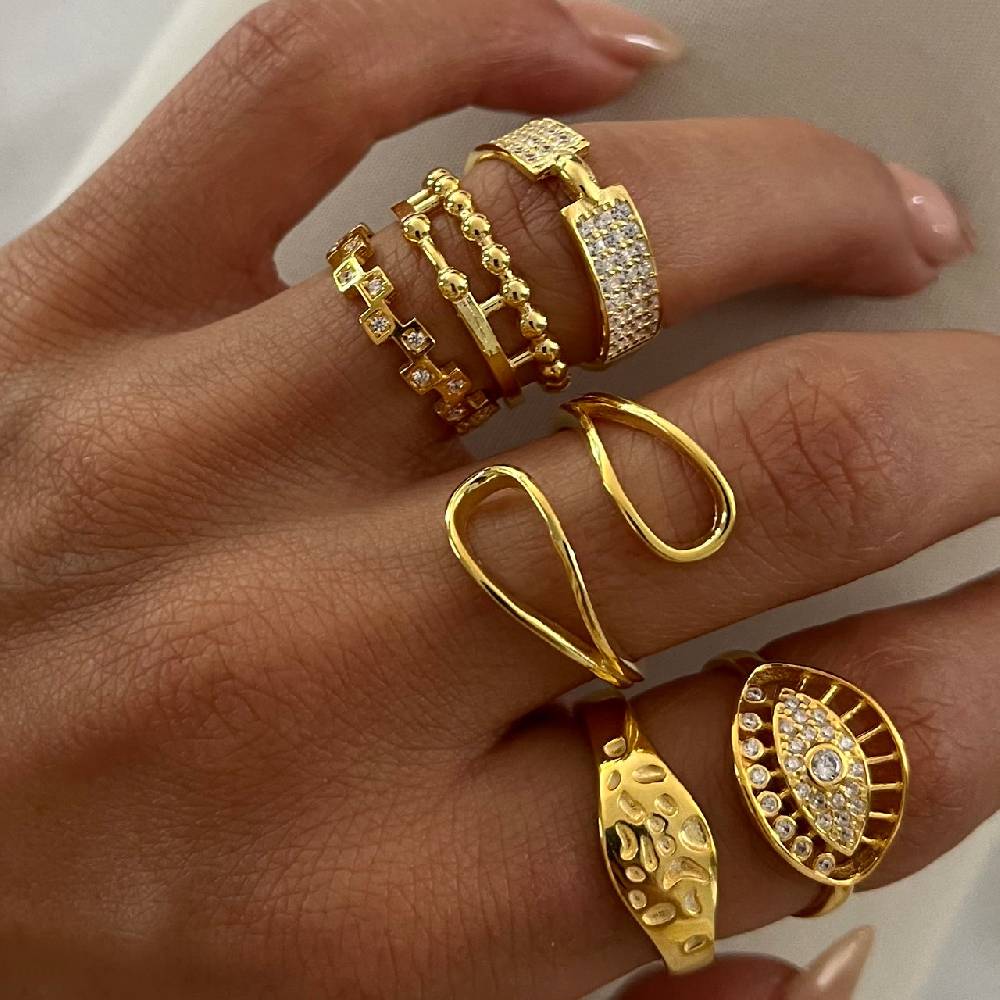 Kardelen Mini Squares Ring - 925 SILBER zollfrei