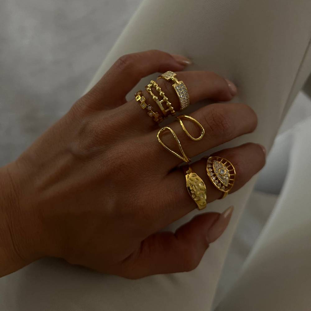 Kardelen Mini Squares Ring - 925 SILBER zollfrei