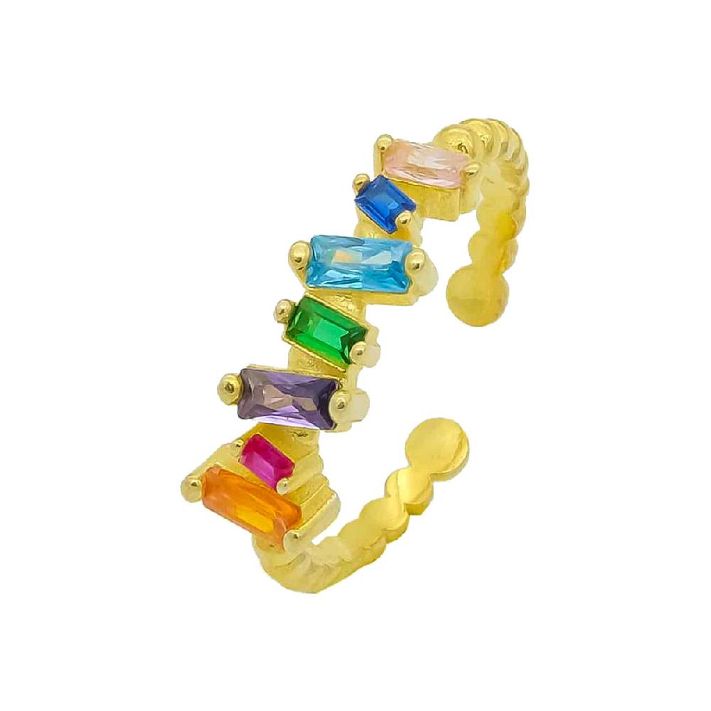 Kardelen Baguette Shift Colorful Ring - 925 SILBER Lagerräumung