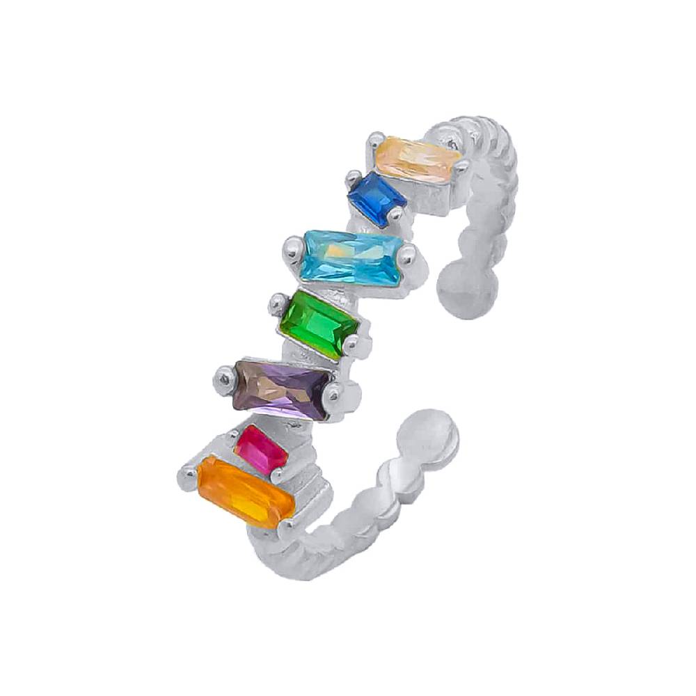 Kardelen Baguette Shift Colorful Ring - 925 SILBER Lagerräumung