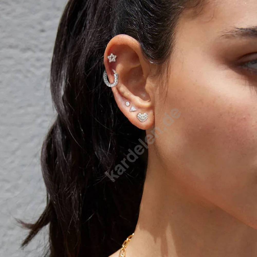 Kardelen VOLLER HERZ ZIRKONIA PIERCING - 925 SILBER Im Verkauf