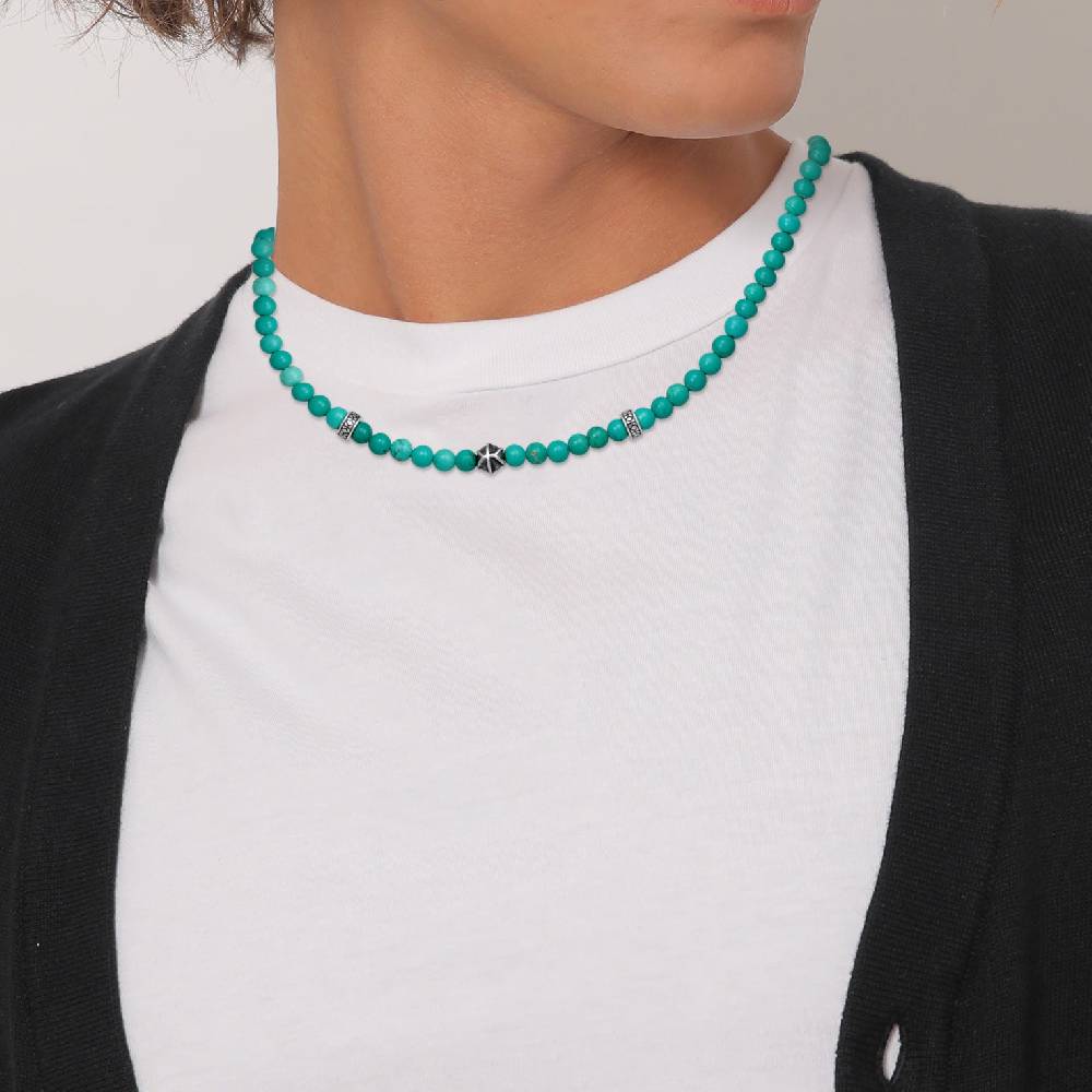 Kuzzoi Halskette Beads Vintage | Howlith (Türkis) Begrenztes Angebot