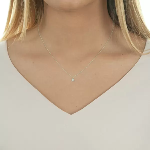 Leaf Jewelry Buchstabenketten, 14 K Weißgold mit Diamanten Discount Store für neue Produkte