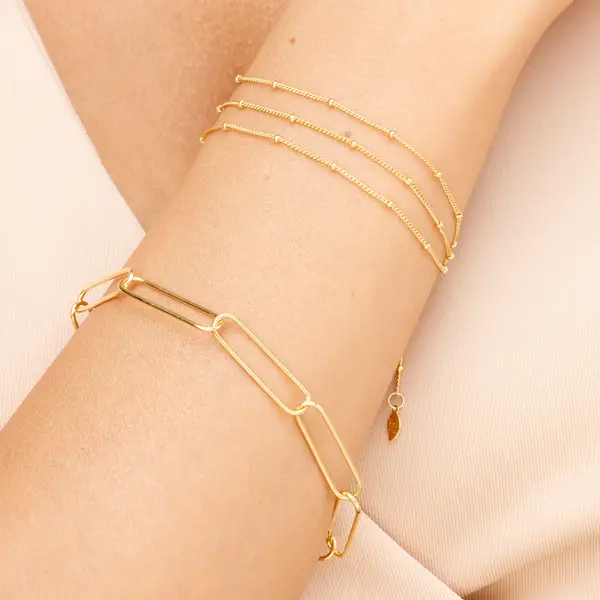 Leaf Jewelry Silber Armkette, BIG SQUARE, Rosegold Riesige Rabatte