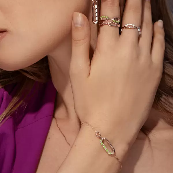 Leaf Jewelry Silber Armkette, Rosegold, Neon Twist Im Verkauf
