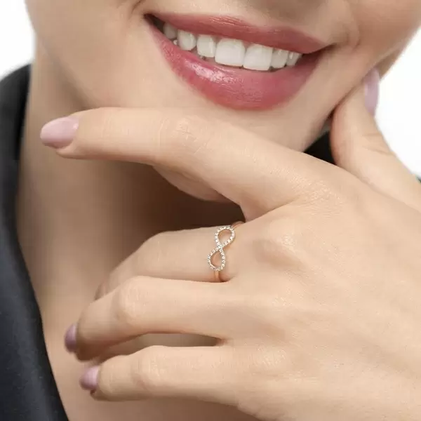Leaf Jewelry Infinityring mit Diamanten, 18 K Rosegold Lagerräumung