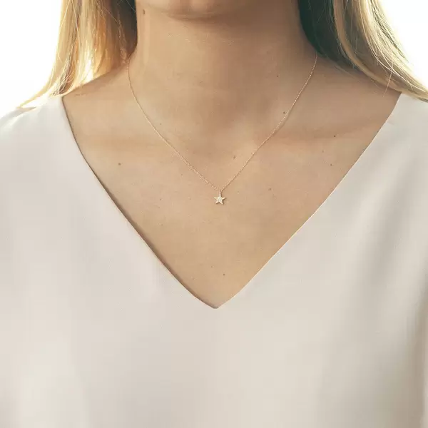 Leaf Jewelry Halskette Stern mit Diamanten, 18 K Roségold Top Angebot