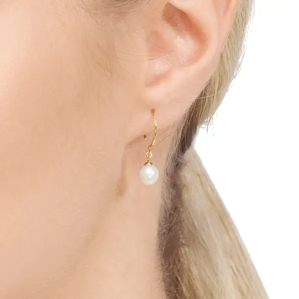 Leaf Jewelry Ohrhänger Single Pearls, 14K Gelbgold Verkauf