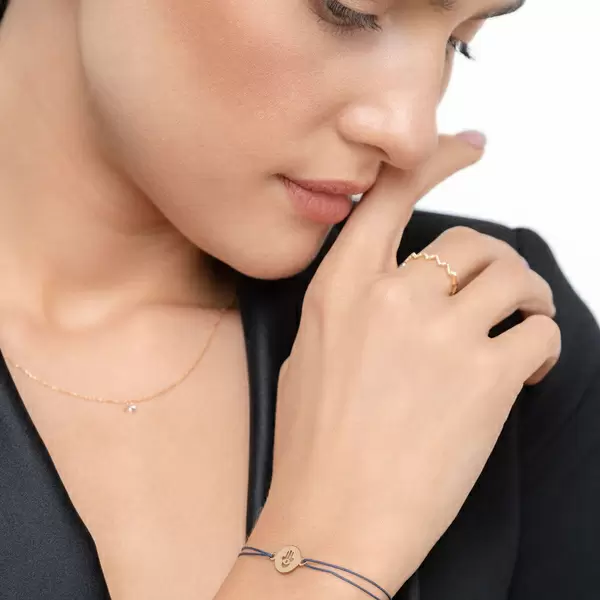 Leaf Jewelry Glücksbändchen Hand der Fatima, 14 K Gelbgold, Beige Zeitlich begrenztes Angebot